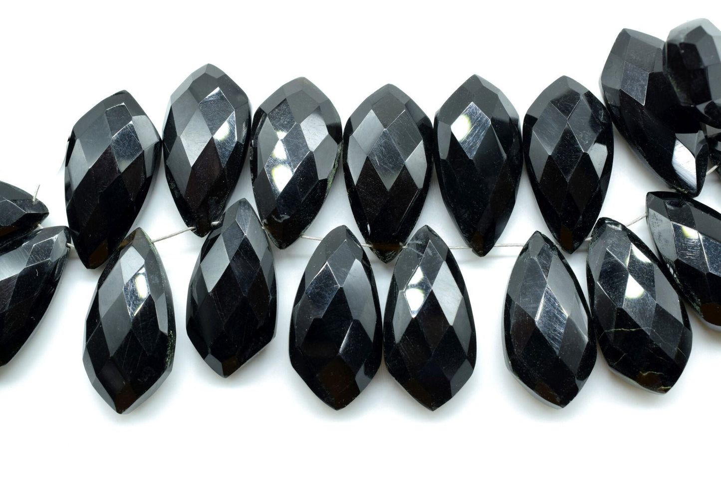 Black Onyx Faceted 10x20mm Tie Shape Briolette Beads,Pear Shape beads,Tie Shape Briolettes,Black Onyx Briolettes,Fancy Shape Briolettes