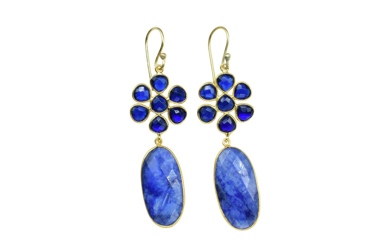 Natural Blue Sapphire Earring/Jewelry Making Earring/ Gold Plated Earring/Gemstone Earring/Women Dainty Earrin/Dangle Earring/Women Jewelry