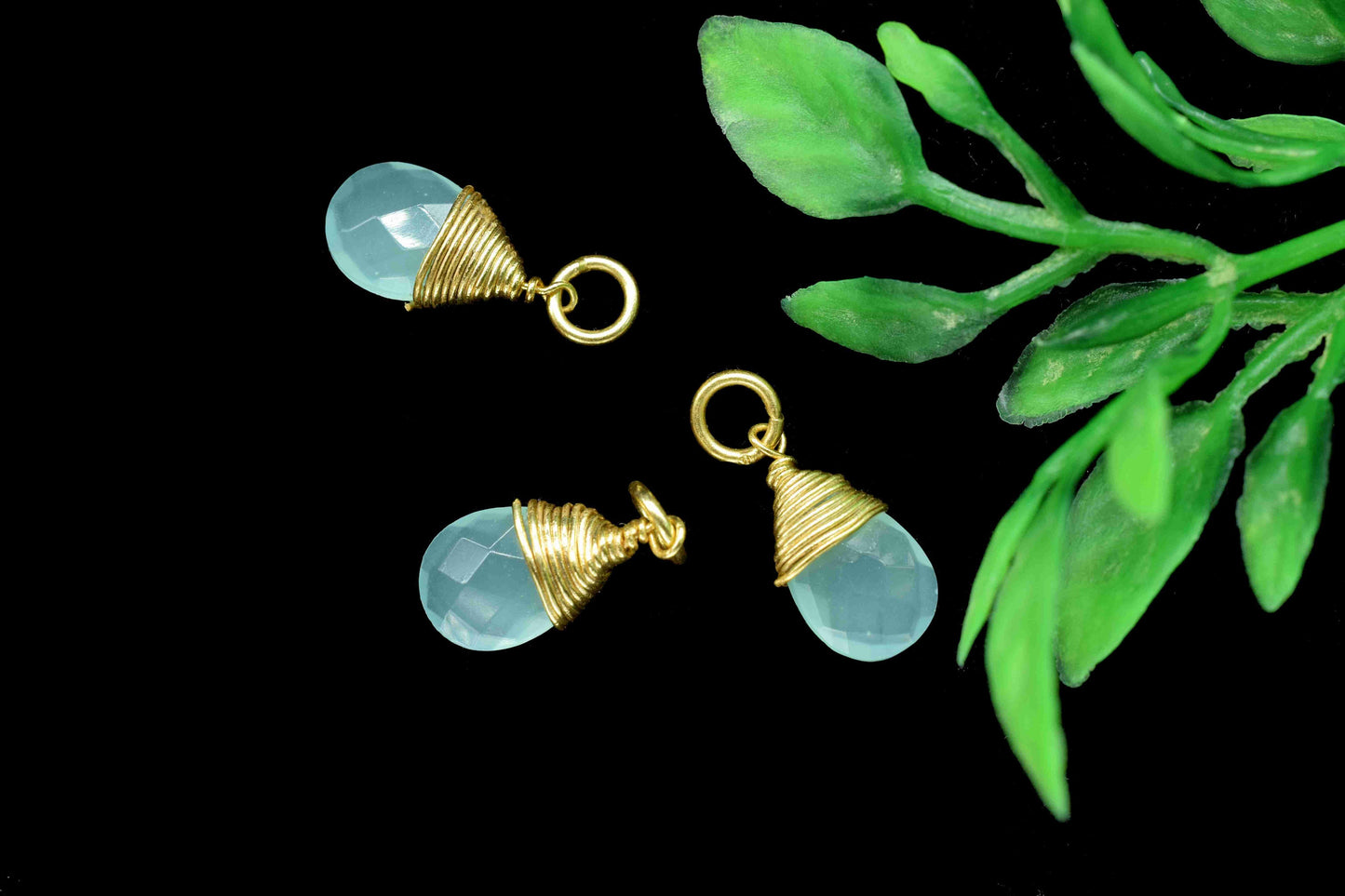 Aqua Chalcedony Faceted Connector, 7x10mm Connector,Pendant Jewelry,Gemstone Wire Wrapped Pendant,Wire Wrapped Necklace,Aqua Quartz Jewelry