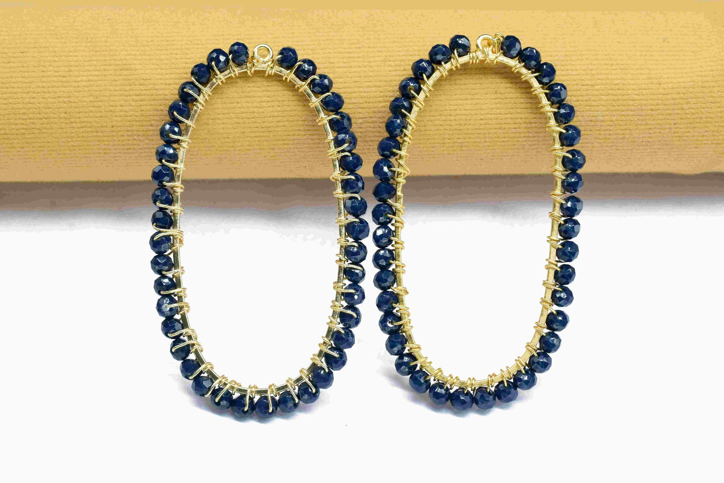 Blue Agate beads Finding Connector, Oval Pendant Component, Handmade Connector, Finding Necklace,Beaded Finding Component,Blue Agate jewelry