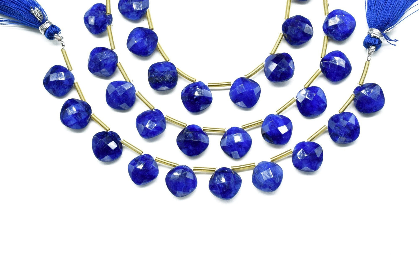 Blue Sapphire Faceted Gemstone 12mm Square Shape Briolettes,Sapphire Gemstone Beads Strand Jewelry,Sapphire Jewelry Making Supplies,Gift