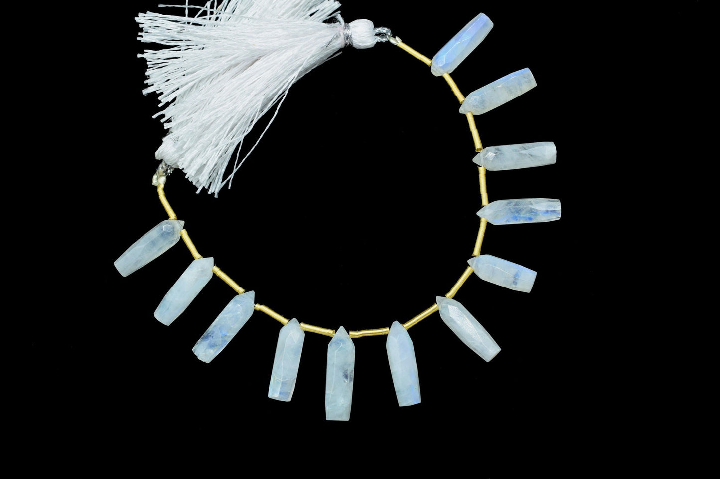 Rainbow Moonstone Spike Pointed Briolettes,Gemstone Side Drilled,Rainbow Beads Jewelry,Pencil Shape Faceted Beads,Handmade Briolette,Gift