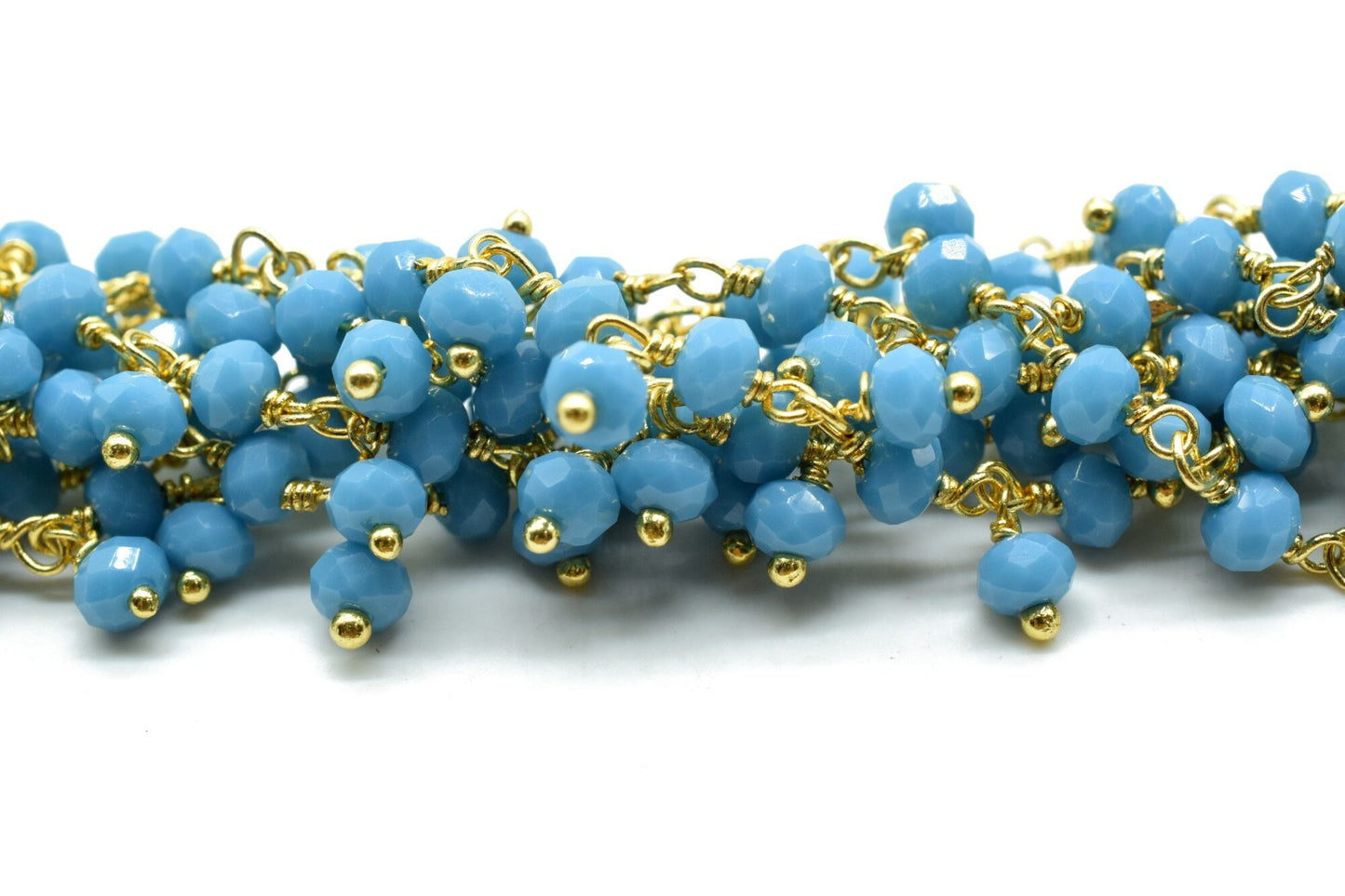 Turquoise Cluster wire wrapped rosary chain,Faceted Beaded Dangling Cluster Chain Sold Per Foot High Quality, bracelet, Boho Chic bracelet