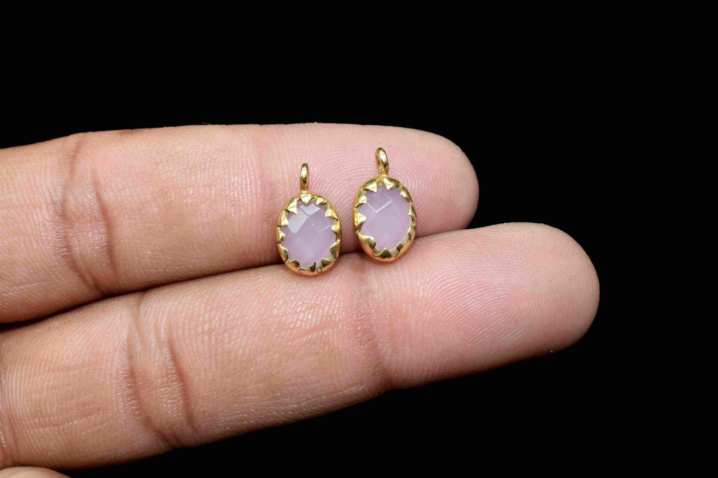 Rose Quartz Prong Bezel Pendant,,Single bail connector,Rose Quartz Pendant,Handmade Gemstone Bezel Link,Tiny Pink Quartz Bezel Connector
