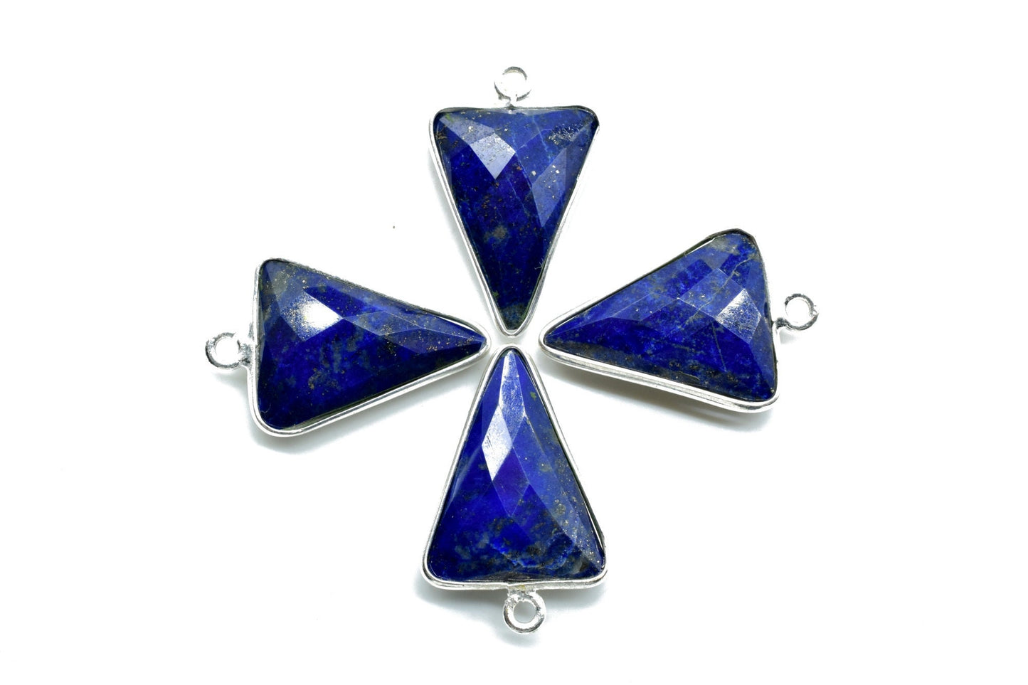 Lapis Lazuli 15x18mm Triangle shape single connector,Brass Silver Plated bezel,Lapis Pendant,Lapis Arrow shape pendant,Handmade silver charm