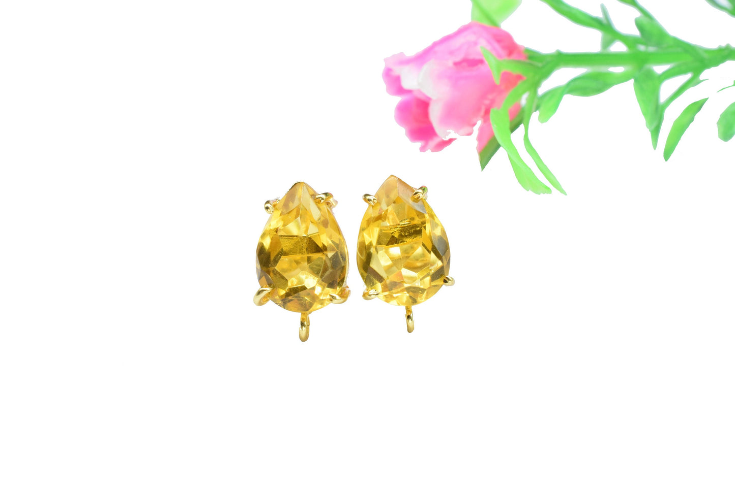 Amethyst Components Earring,Prong Bezel Earring,Gemstone Station Link,Citirine Studs Earring,Craft Supplies,Handmade Beads Jewelry,Gift