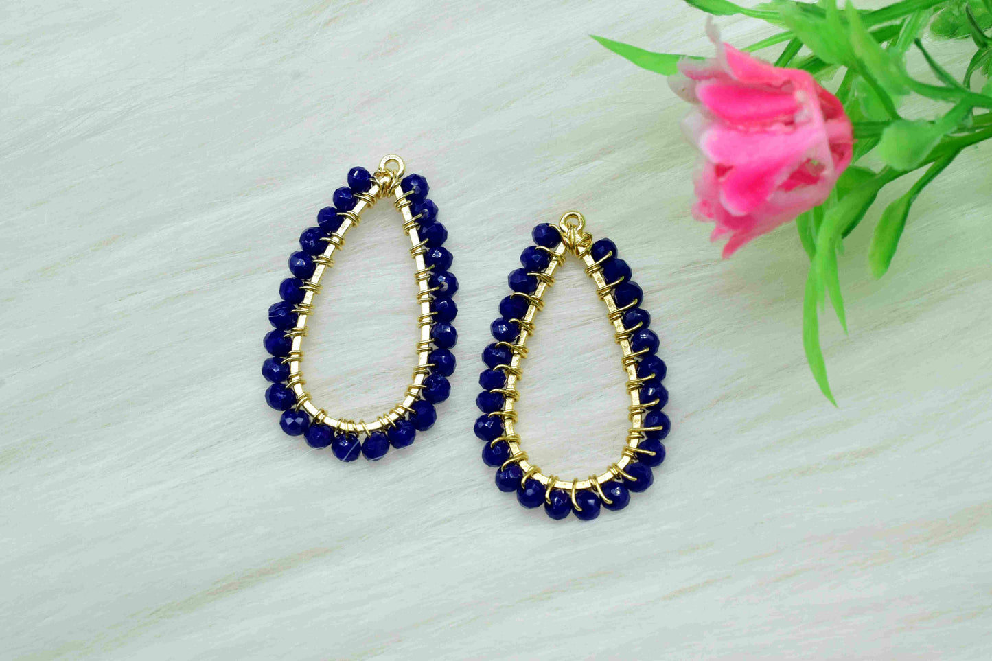 Lapis Lazuli Beaded Earring,Gemstone Components,Handmade Earring,Dangle Earring Components,Findings Earring Components- Connector Jewelry