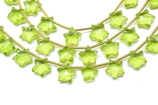 10 Pieces Excellent Quality Natural Peridot Carved Star Briolettes, Peridot Carved Shape Briolette Beads,Cut Stone Star Shape Briolettes