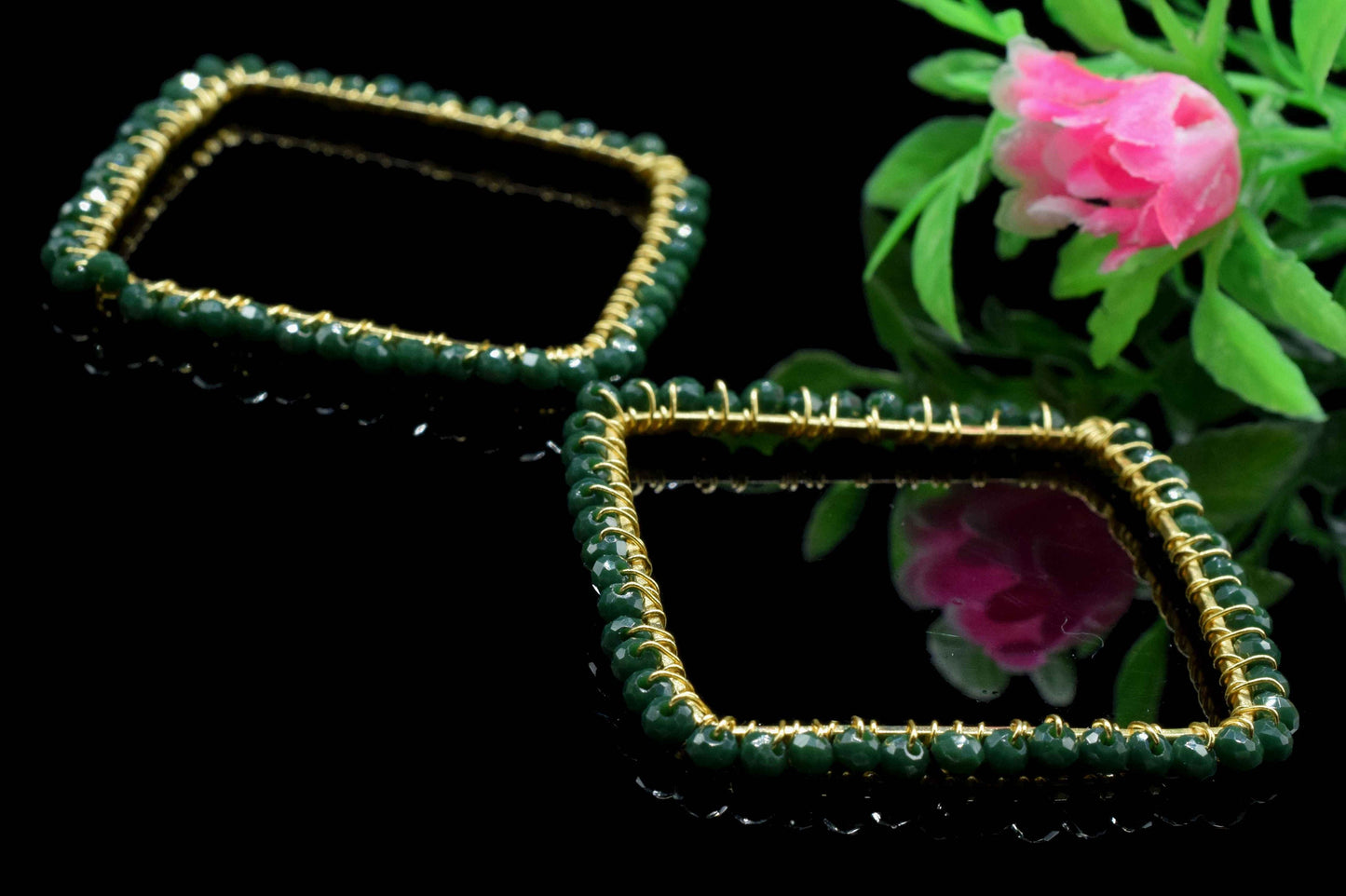 Green Agate Wire Wrapped Dangle Connector,Beaded Earring,Square Shape Pendant Component,Handmade Earring,Finding Component Agate JewelryGift