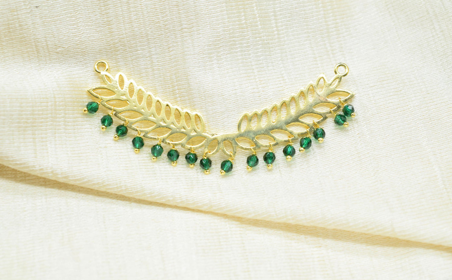 Emerald Quartz Beads Dangle Charms,Wedding Hair Vine Connectors,Gemstone Leaf Pendant Necklace,Component Leaf Charms,Handmade jewelry,Gift