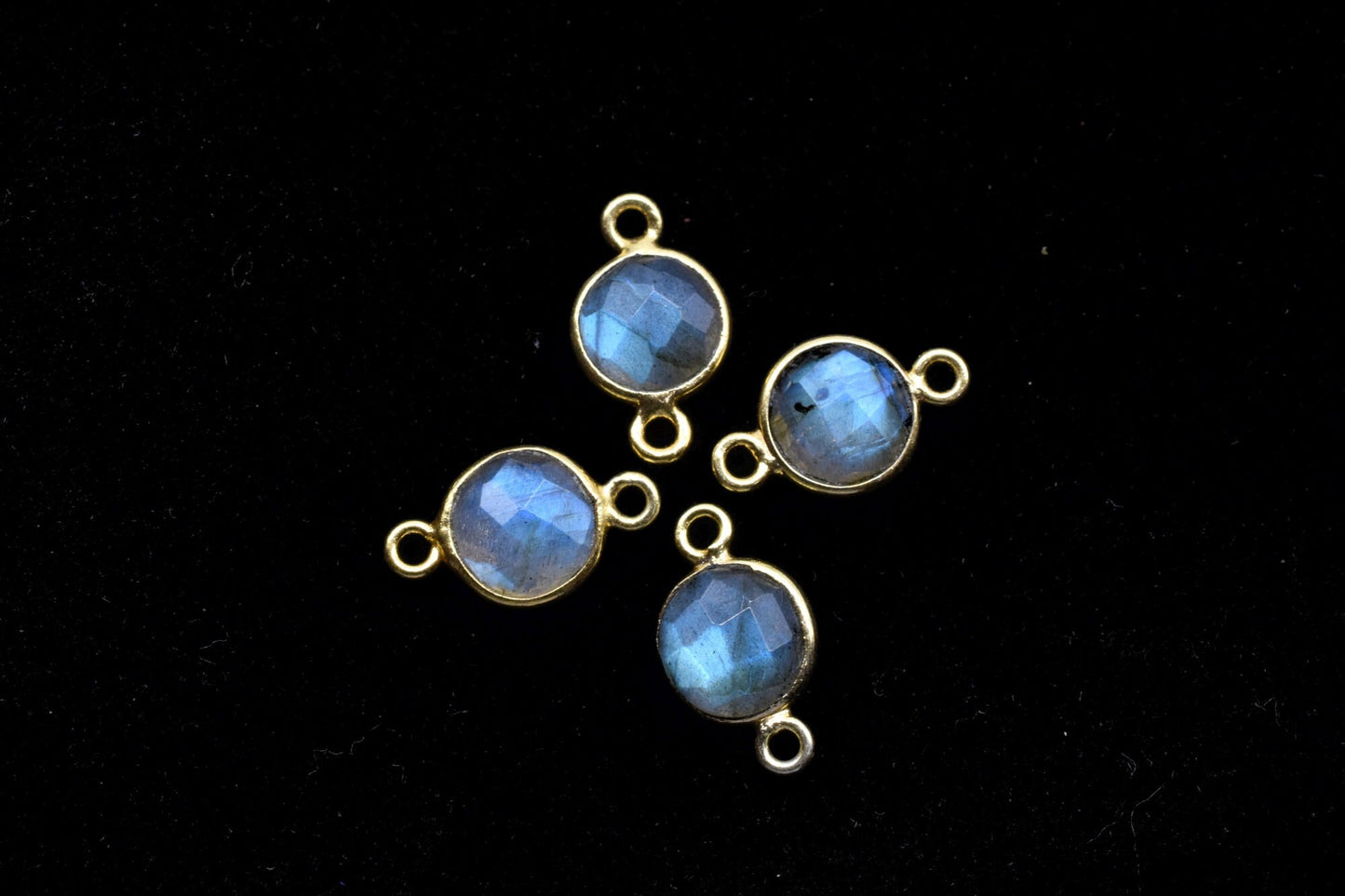 Labradorite 8mm Round double bail connectors,Labradorite Pendant,Labradorite Round Gold Plated bezels,jewelry making charm,Brass connectors
