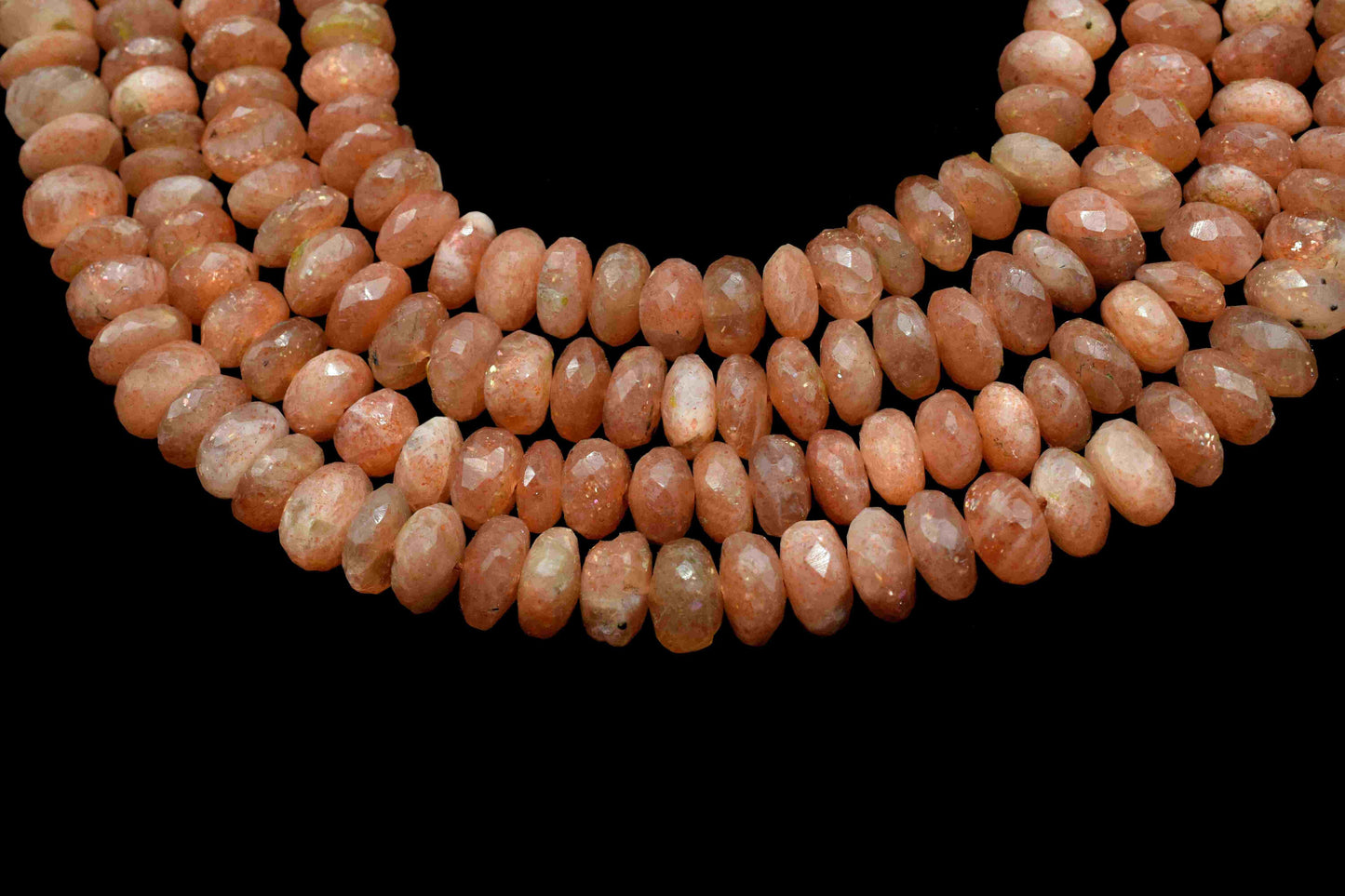 Sun Stone Faceted Rondelle Shape Beads, Sunstone 7.5x8.5mm Size Rondelle Faceted Gemstone Briolettes, Sunstone Beads Jewelry, Gemstone Beads
