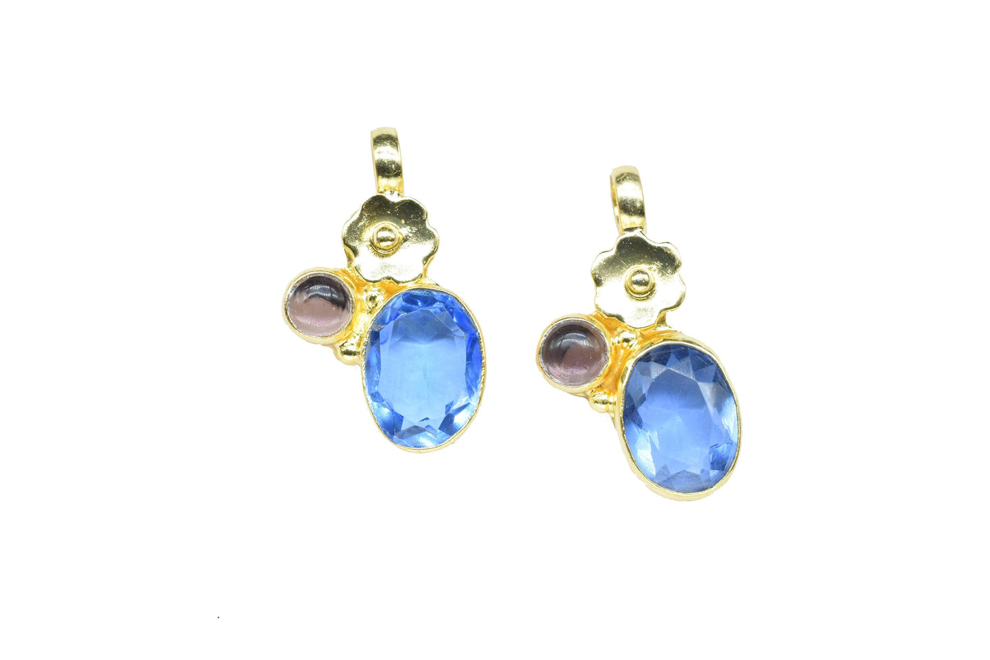 Tanzanite Oval Shape Pendants Charm,Statement Pendants,Loop Pendant,Brass Pendant,Handmade Craft Pendant Jewelry,Gemstone Amethyst Pendant