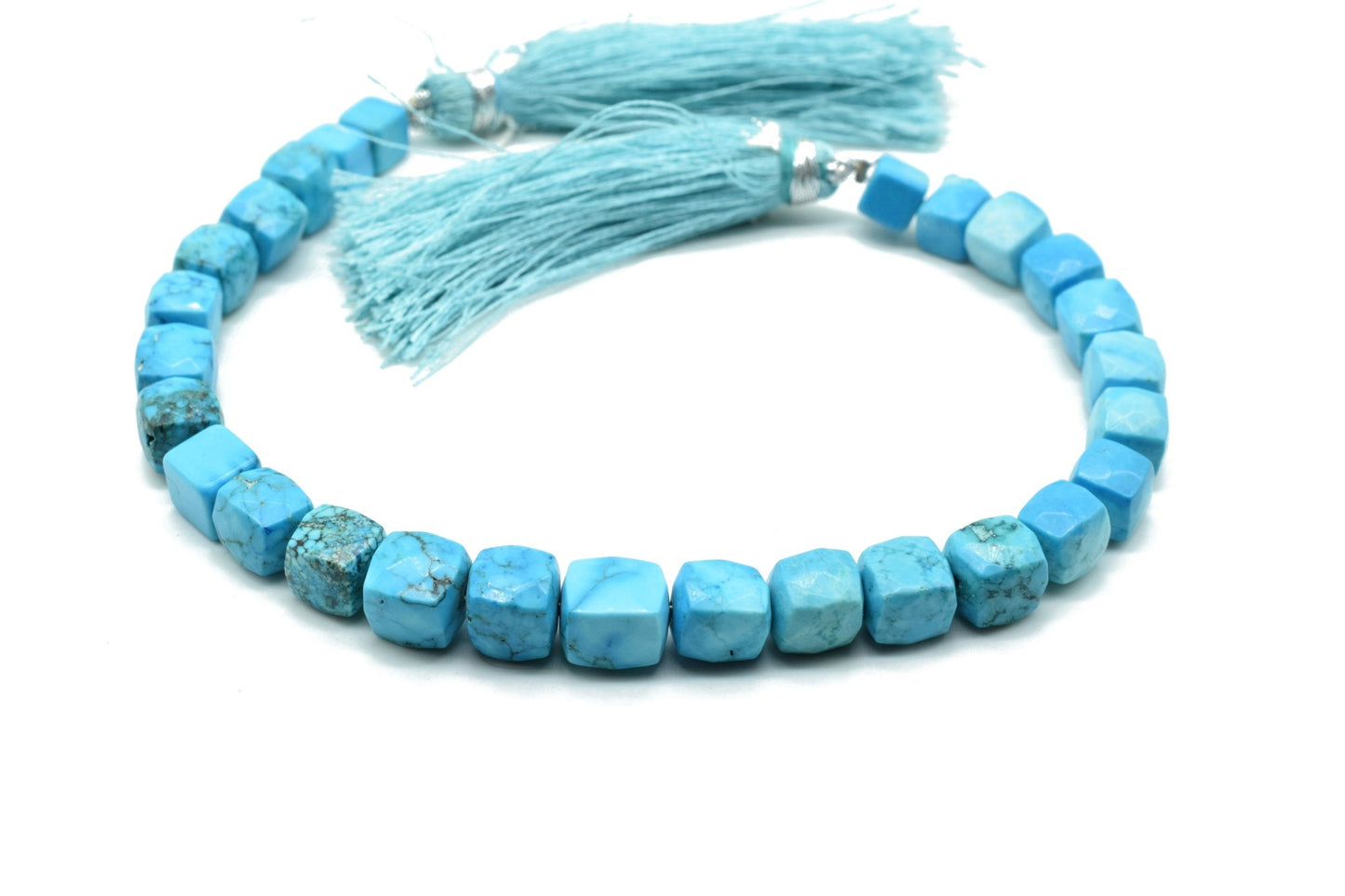 Copper Turquoise Faceted 7mm Cube Beads,Genuine Natural Blue Turquoise,Micro Faceted Laser Diamond Cut 8" Strand,Turquoise Rectangle Nuggets