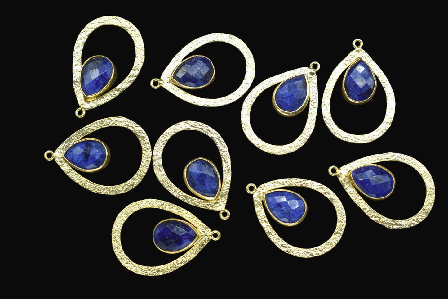 Blue Sapphire Gemstone Pendant/Pear Shape Pendant/Bezel Pendant/Jewelry making Stone/Gold Plated Jewelry/Connector Jewelry/Handmade/Gift