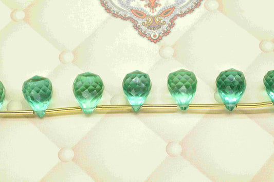 Zambian Emerald 10x14mm Teardrop Briolette,Emerald Faceted Briolettes,Zambian Emerald Calibrated Gemstone,Checker Cut Emerald Jewelry Making