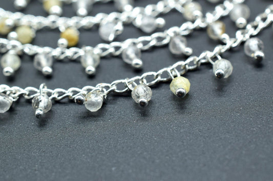 Golden Rutile Cluster Rosary,Bulk Rosary Roll,Wire Wrapped Beads Rosary,Dangling Rosary Chain,Jewelry Making Beaded Chain,Golden Rutile Bead