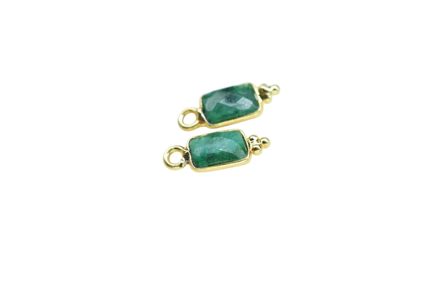 Gemstone Emerald Charms Pendant/Buguette Shape Pendant/Handmade Pendant/Tiny Pendant/Necklace Connector jewelry/Women Jewelry/B'day Gift
