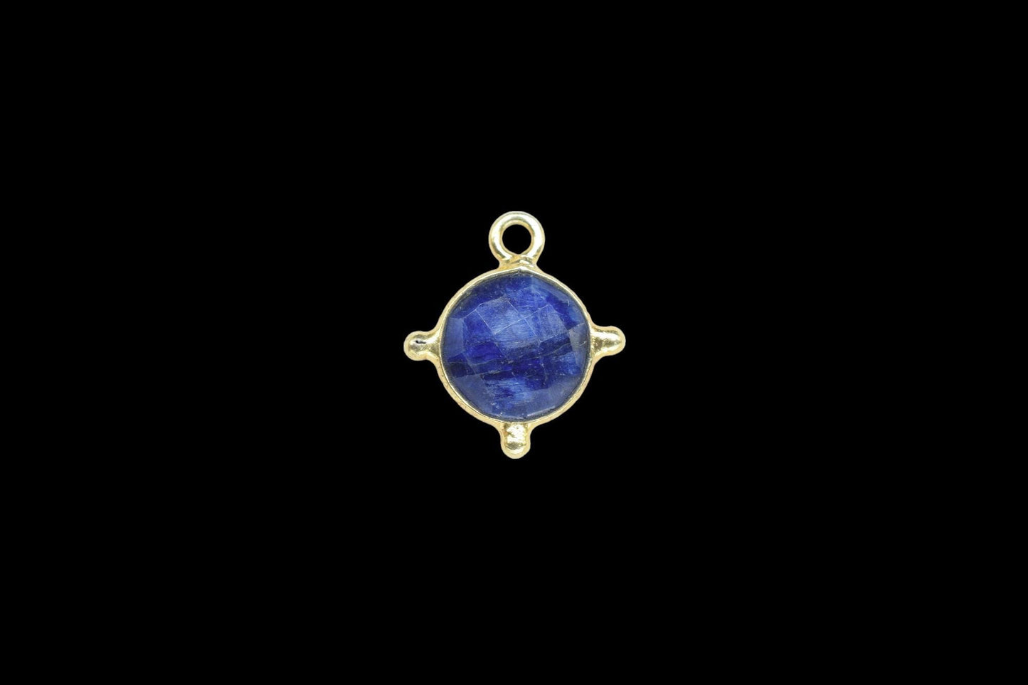 Blue Sapphire Pendant/Gemstone Component//Necklace Pendant/Round Shape Charm/Single Bail Charms/Wholesale Supply/Gold Plated Jewellery/Gift