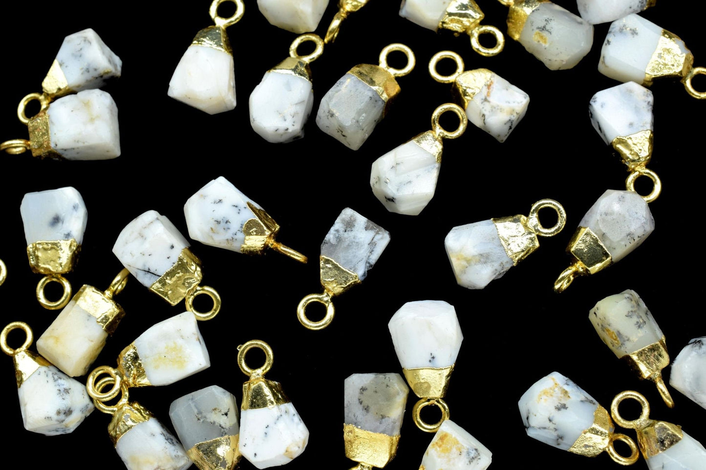 Dendrite Opal Raw Pendants,Rough Electroplated Chams,Dendrite Pendant Connectors Jewelry Necklace,Loose Rough Stone Pendant,Gemstone Pendant