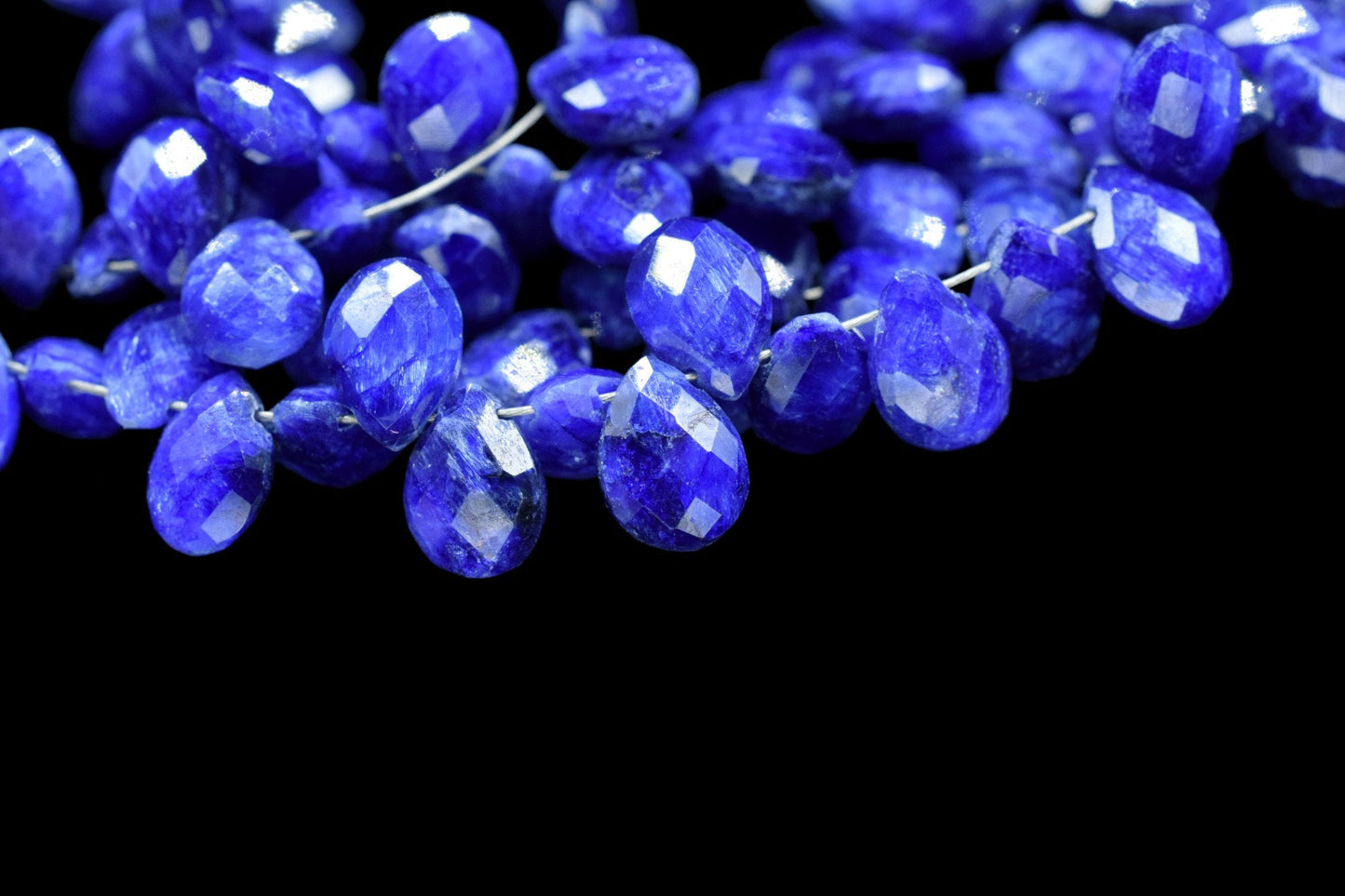 Blue Sapphire 6x8mm Pear Shape Briolette Faceted Beads,Blue Sapphire Teardrop Beads,Blue Sapphire Pear Shape Strand,Blue Sapphire Briolettes