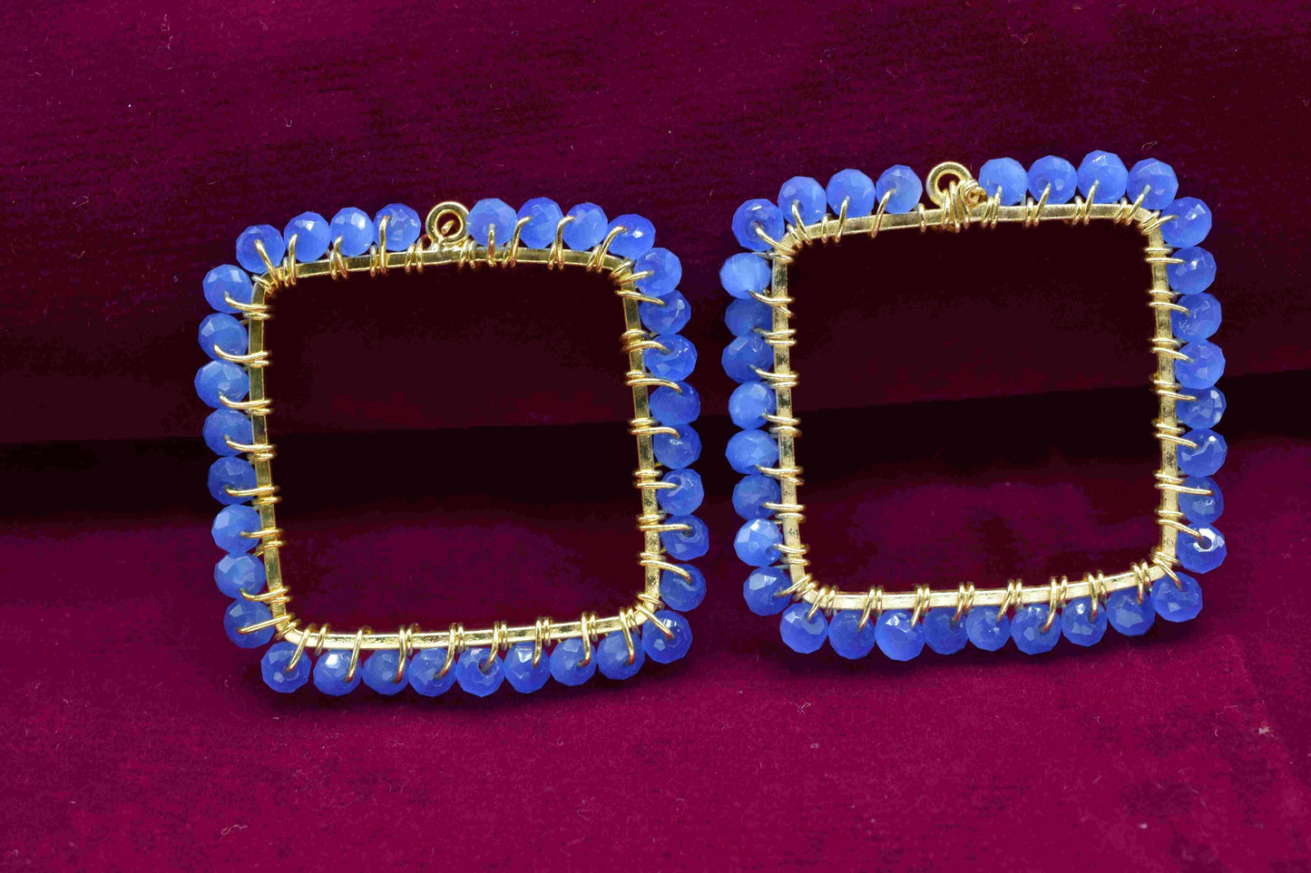 Blue Quartz Wire Wrapped Dangle Connector, Gemstone Component, Handmade Earring, Finding Necklace Component Jewelry,Beaded Earring Connector