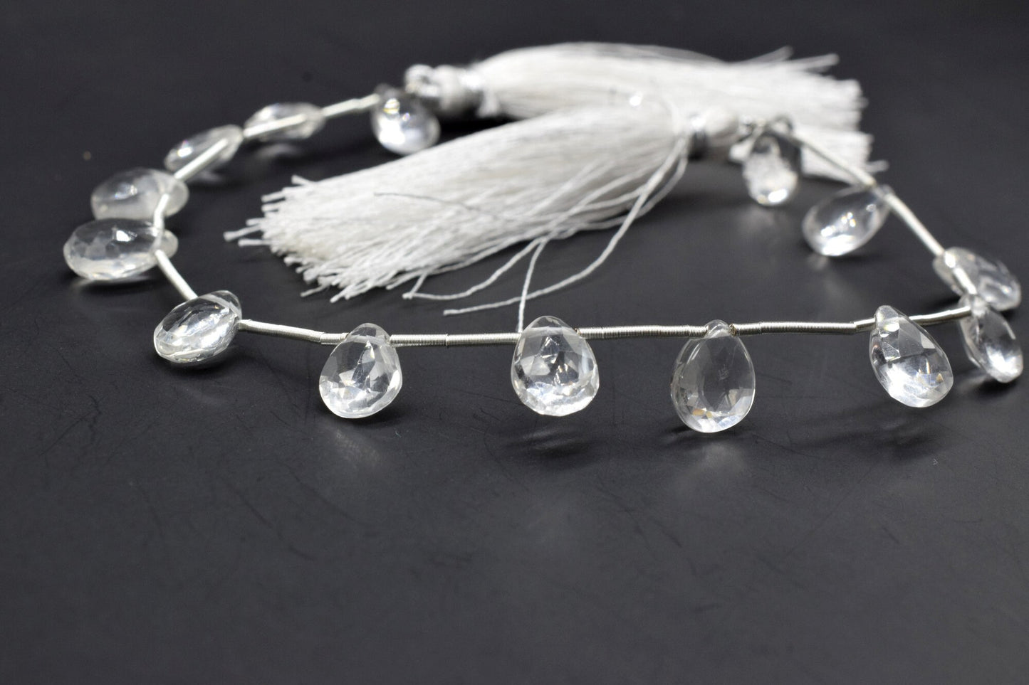 Crystal 7x10mm TearDrop Briolettes,Crystal Briolettes,Jewelry making beads,Craft beads,Crystal Pear shape Briolettes strand,Clear Quartz