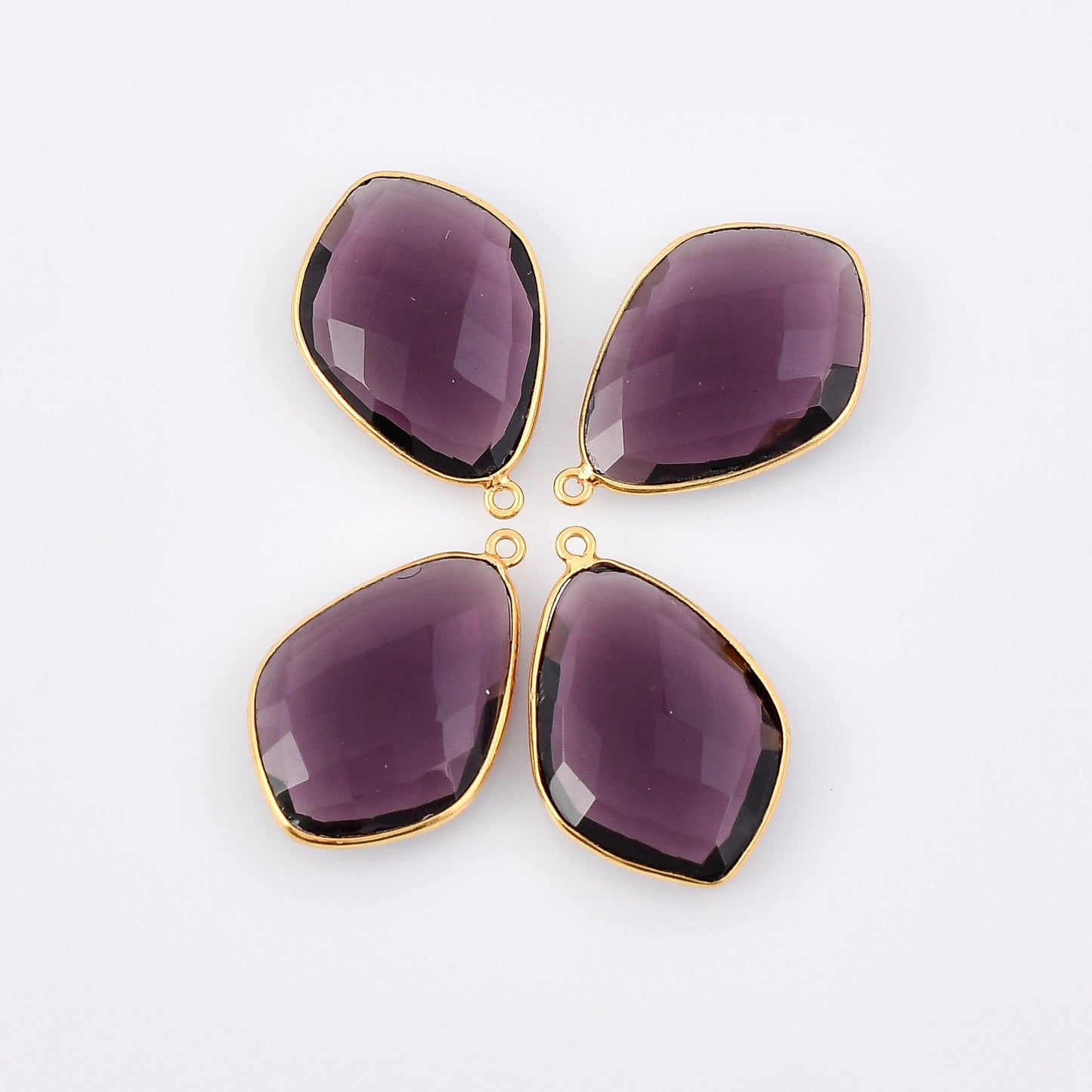 Amethyst 20x30mm bezel charms,Amethyst kite pendant,Diamond shape charms,Gemstone connector,Brass charm,Gold plated charms,Jewelry supplies