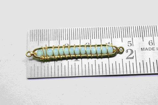 Aqua Chalcedony beaded Bar Finding Connector,Bar Pendant Necklace,Aqua Bar Bracelet,Beaded Bar Finding Component,Aqua Quartz jewelry,Gift