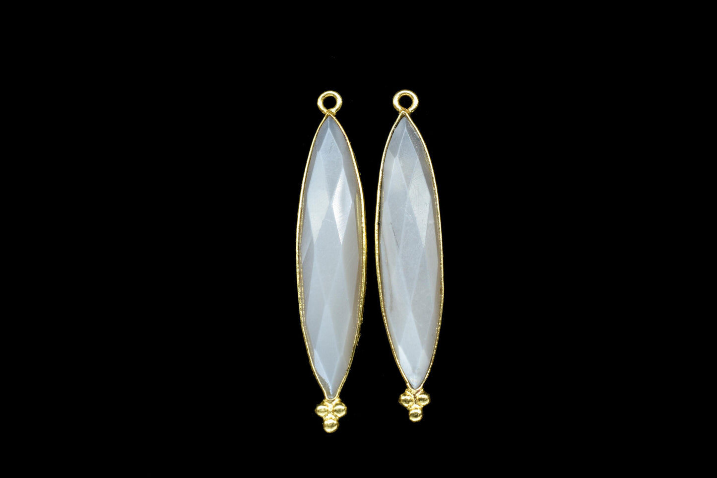 Grey Moonstone Faceted 7x34mm Marquise Shape Charms,Moonstone Gold Plated bezel jewelry,Grey Moonstone Pendant Station Bezel Link Jewelry