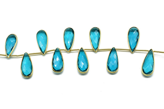 Neon Apatite 8x20mm Faceted Pear Shape Bezel Charms,Teardrop Bezel,Apatite Briolettes,AAA Quality,Quartz Jewelry Beads,Apatite Bezel Jewelry