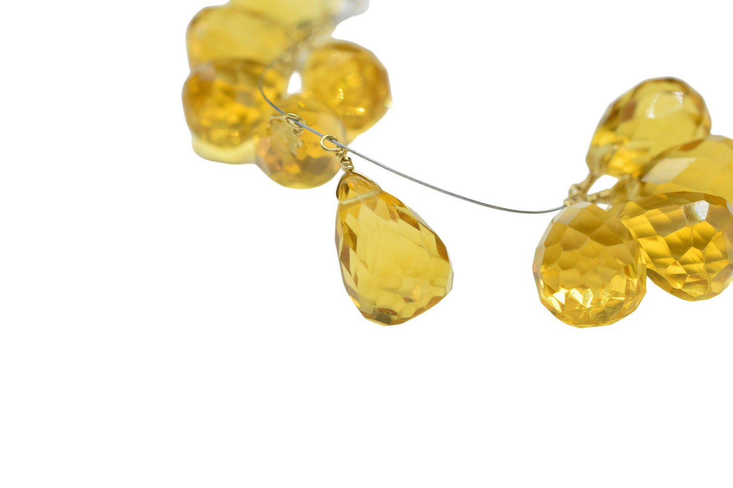 Citrine 10x14mm Faceted Drops,Citrine Wire Wrapped Gemstone Connector ,Citrine dainty Pendant,Citrine Connector Charms,Citrine Teardrop Bead