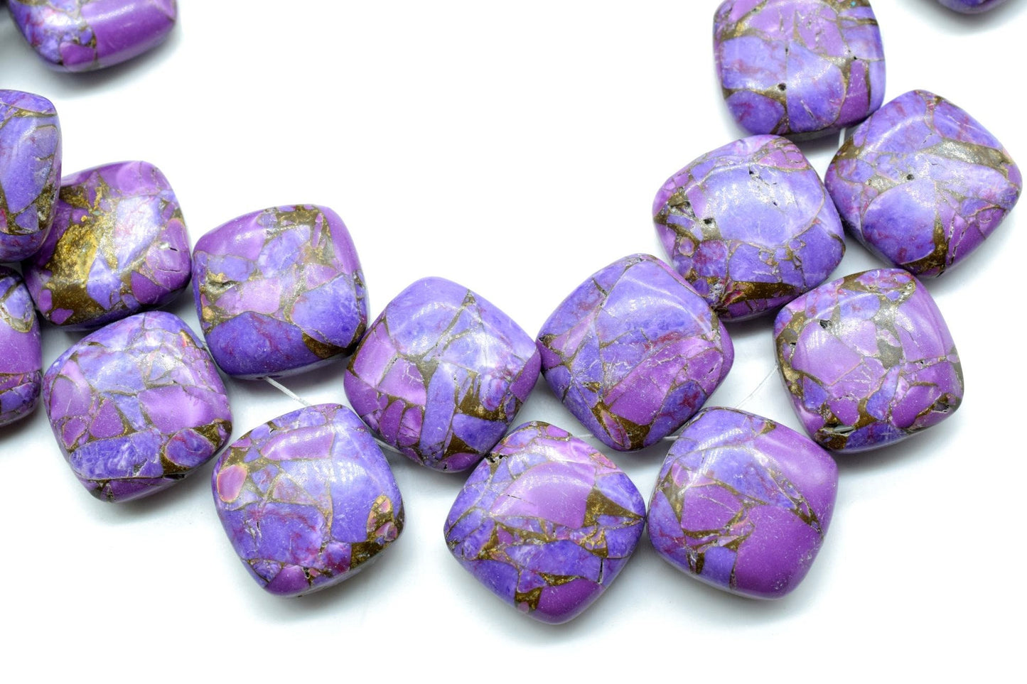 Purple Copper Turquoise 14mm Smooth cushion beads,Calibrated Gemstones Briolette,cushion Shape Briolettes,Side drilled Briolette,Turquoise