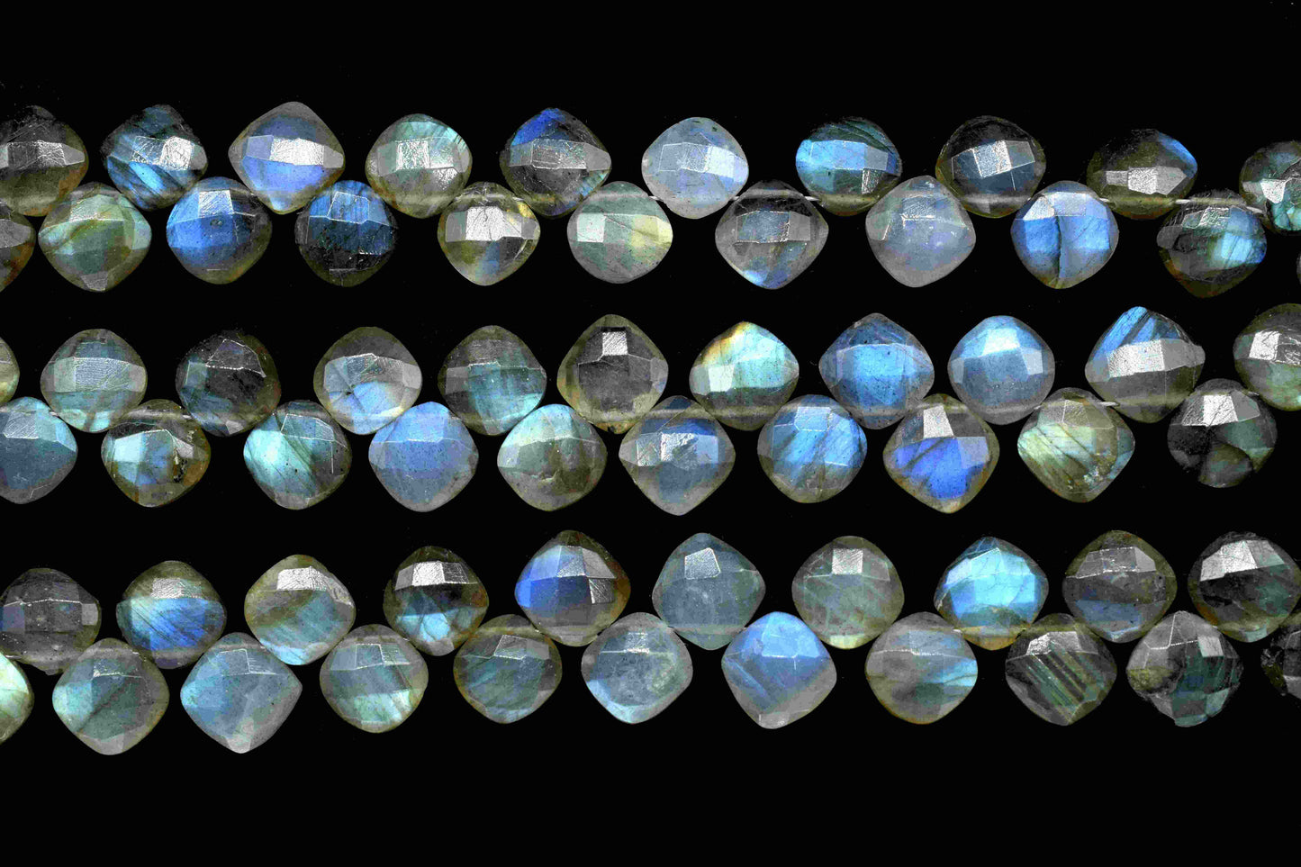 Labradorite Gemstone Faceted 8mm Cushion Shape Briolettes,Flashy Labradorite Beads,Labradorite Faceted Briolette,Gemstone Beads Strands,Gift