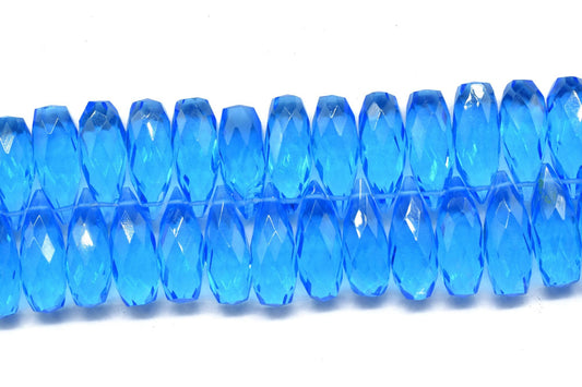 Natural Blue Topaz Teardrop 6x16mm Briolettes, Gemstone Teardrop Briolettes, Super Blue Topaz Briolettes, Jewelry Making Briolettes Drops