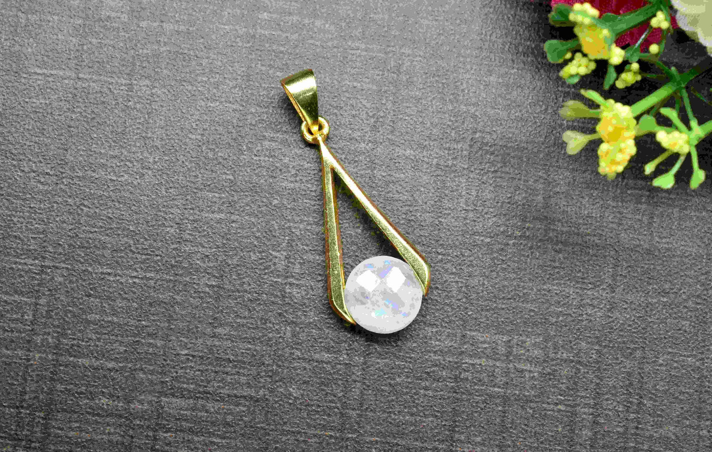 Moonstone  Component , Single Bail Charm , Moonstone Connector Pendant , Gold Plated Connectors , Earring Component , B'day Gift