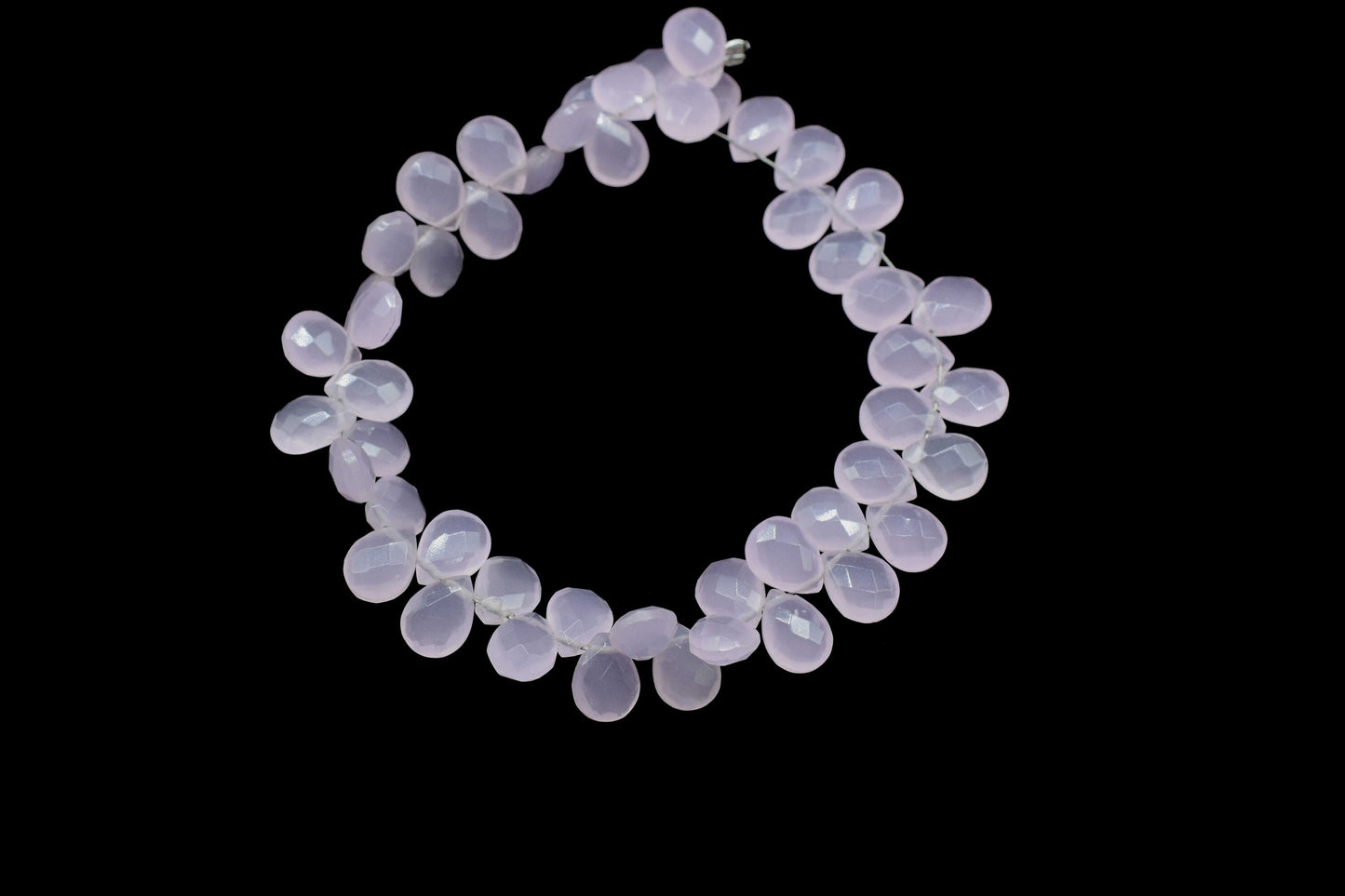 Pink Chalcedony 6x8mm Pear Shape Briolettes,Micro Faceted Pear Shape Beads,7Inch Strand,Rose Quartz Faceted Teardrop,Jewelry Making Gemstone