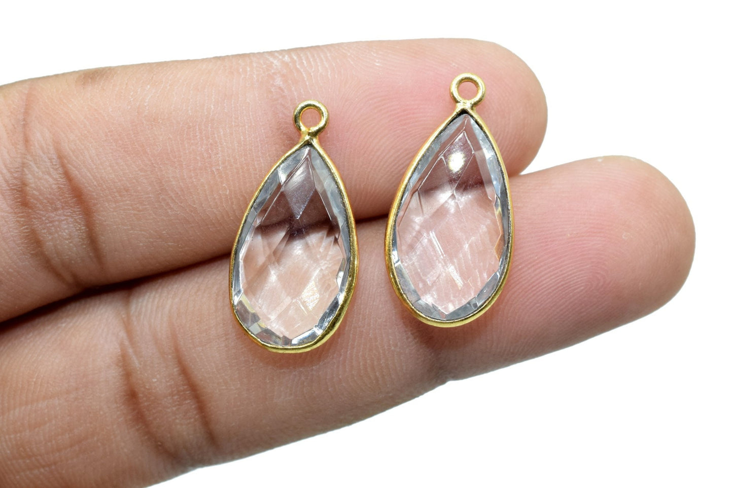 Crystal 10x18mm Pear shape charm,Crystal Pear pendant,Crystal Gold Plated bezel,jewelry making charms craft,Birthstone charms,Crystal jewels