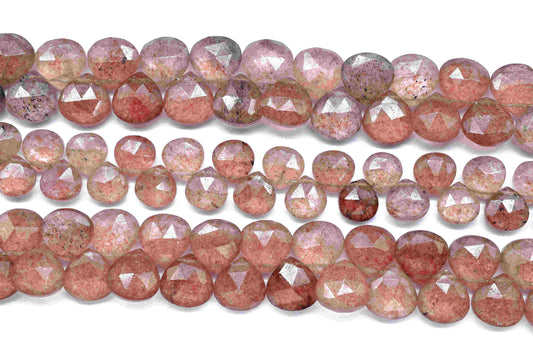 1 Strand Natural Pink Strawberry Gemstone,Pink Strawberry heart briolette,Gemstone Bead,Faceted Gemstone beads,Pink Strawberry Heart Shape