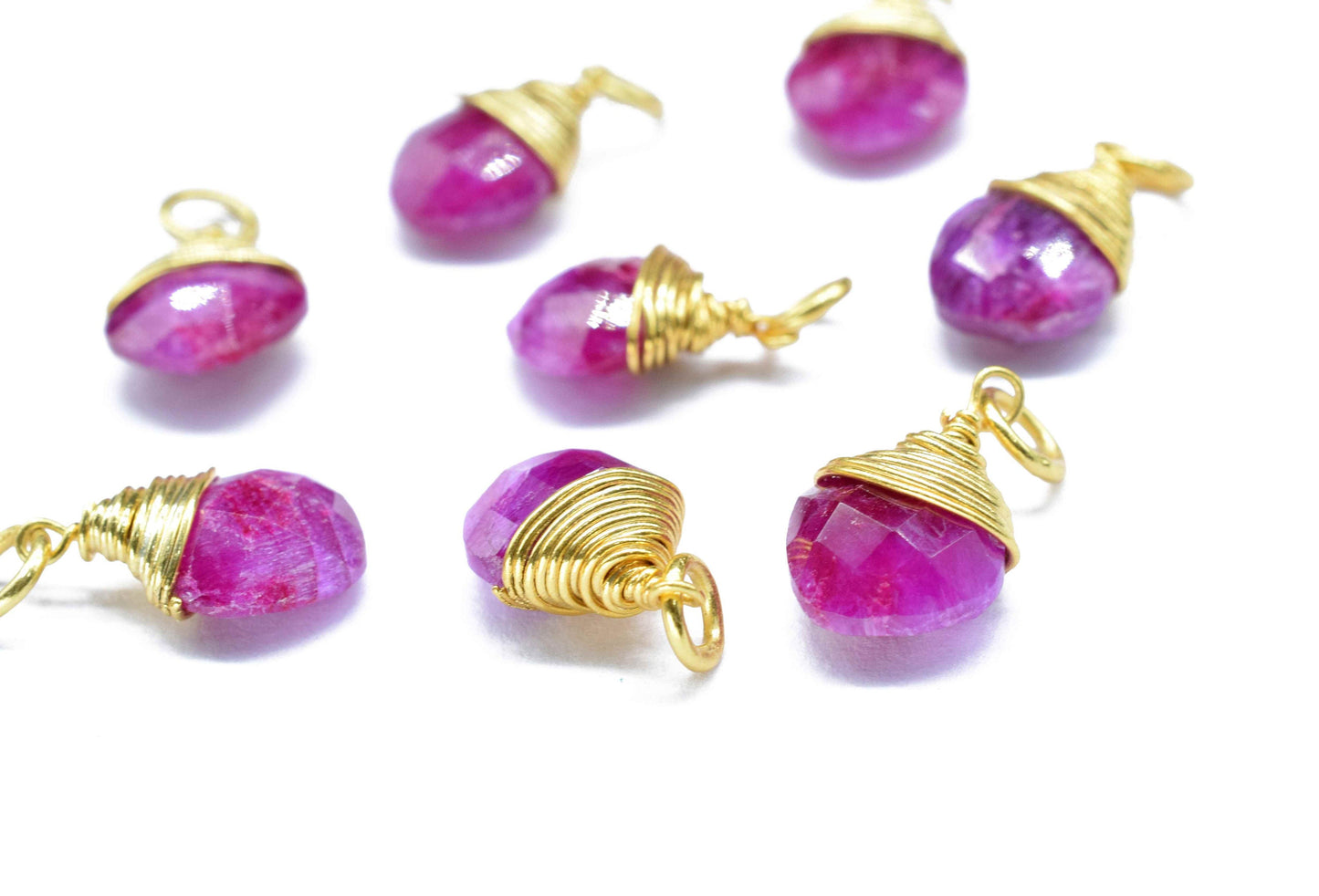 Natural Ruby Wire Wrapped Connectors, Square Gemstone Connector, Jewelry Making Supply,Single Loop Connectors Gift,Ruby Wire Wrapped Pendant
