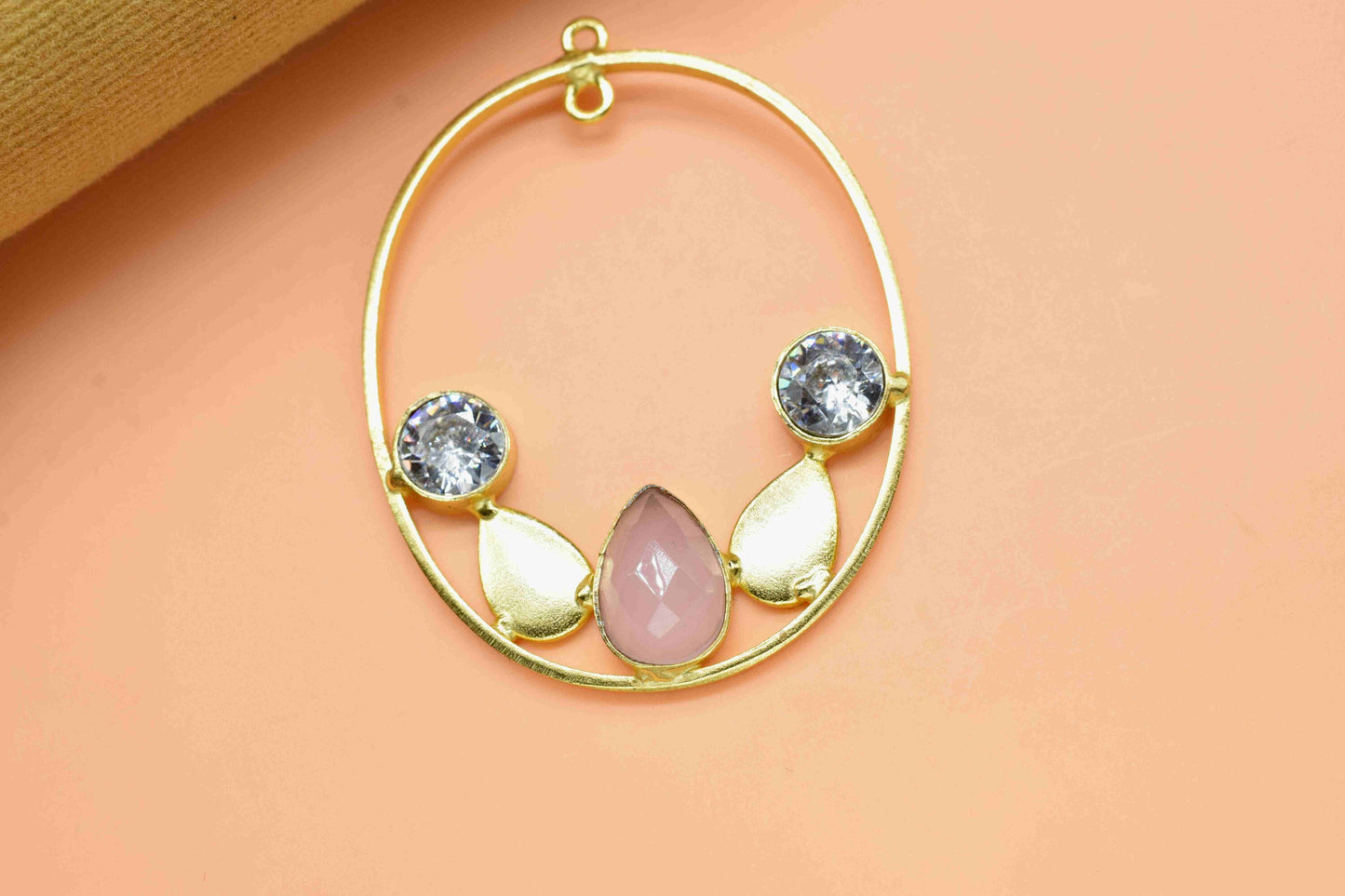 Multi Stone Rose Quartz Zircon Pendant,Gemstone 7x10mm Teardrop Shape Component,Finding Pendants Jewelry,Rose Quartz Earring Connector,Gift