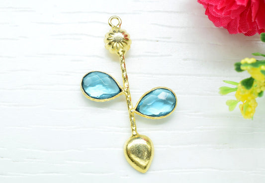 Sky Topaz Charms/Sky Topaz Pendant/Gemstone Components/Connector Charms/Single Bail Pendant/Teardrop Pendant/Handmade Jewellery ,Brides Gift