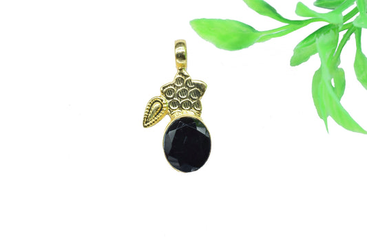 Black Onyx Designer Pendant,Loop Pendant,Leaf Pendant Charms,Vermeil Pendant Jewelry,Gemstone Pendant,Handmade Carft,Statement Pendant,Gift