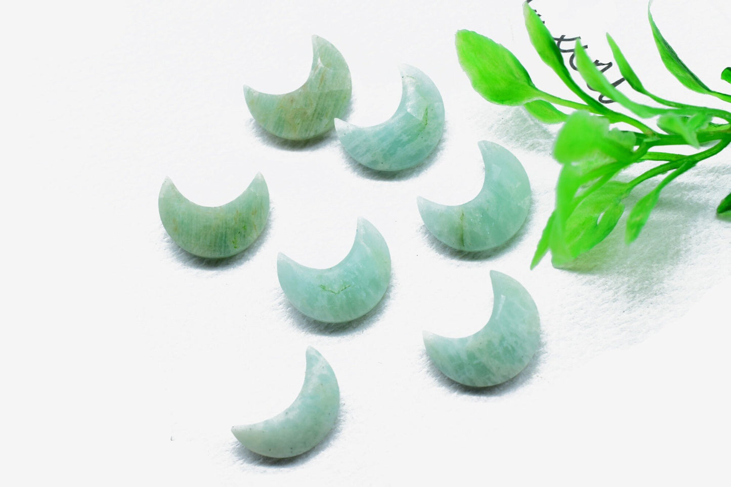 Natural Amazonite Gemstone, Crescent Moon, 15mm Moon Shape Beads, Faceted Moon Shape Gemstone, One Side Cut Moon, Crescent Moon For Earring