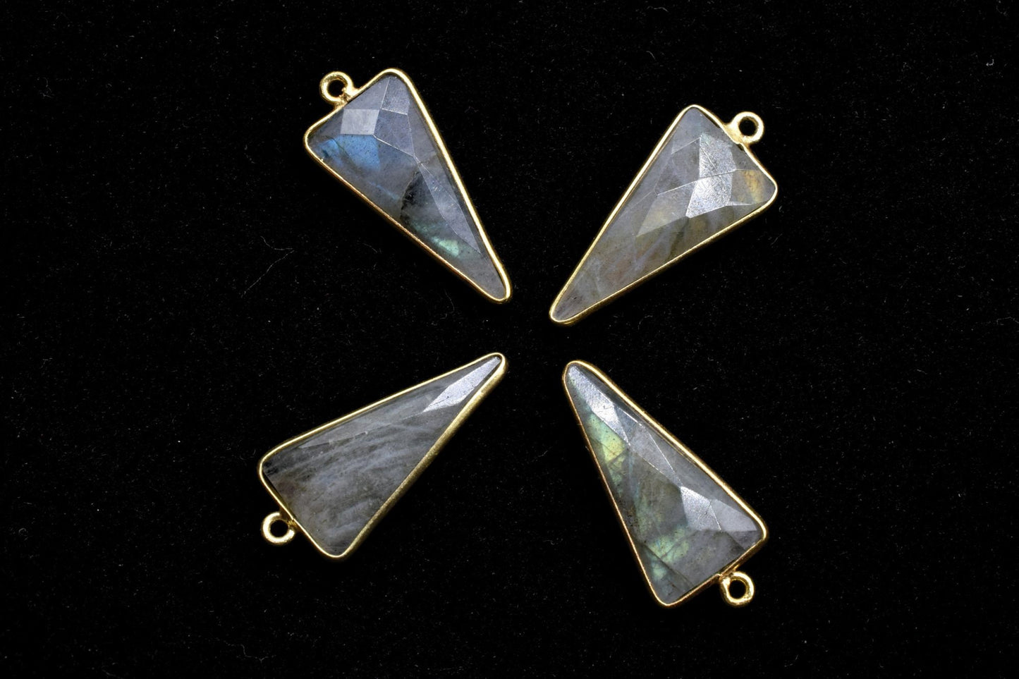 Labradorite 12x25mm Trillion Shape bezel,Gold Plated bezel,Labradorite Bezel Charm,Gold Vermeil Bezel,jewelry making charmGold-Filled bezel