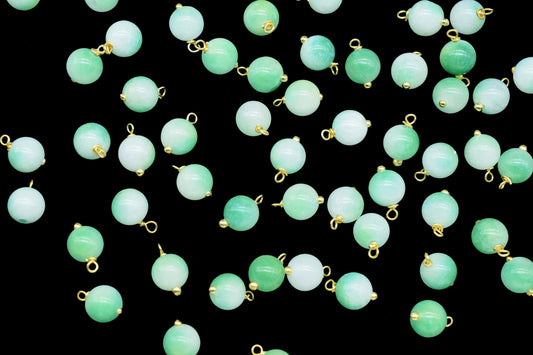 Chrysoprase 6mm Round Smooth Beads/Earring Components/Chrysoprase Single wire wrapped Beads/Round Beads Connector/Gemstone Beads/Gift