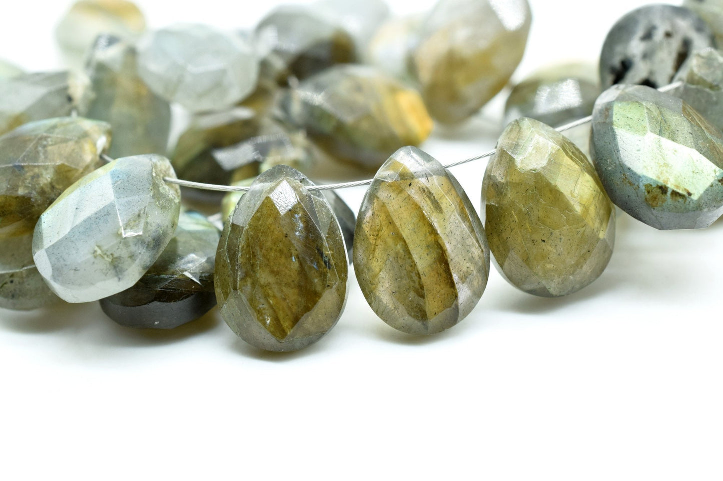 Labradorite 9x13mm Faceted Pear Briolettes,Labradorite Faceted Briolettes,Calibrated Gemstone, Labradorite Pear Briolette,wholesale beads