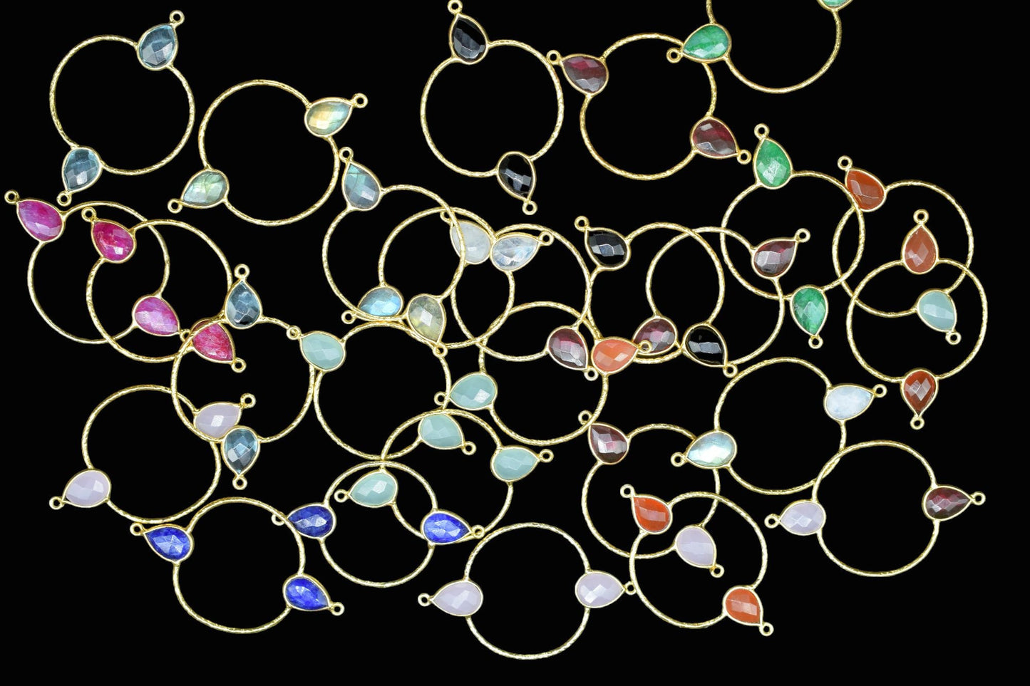 Sky Topaz Double Bail Bezel Connector,Topaz jewellery,Pear Shape Gold Plated Bezel Connector,Gemstone Jewelry,unique Bezel,Gemstone Earrings