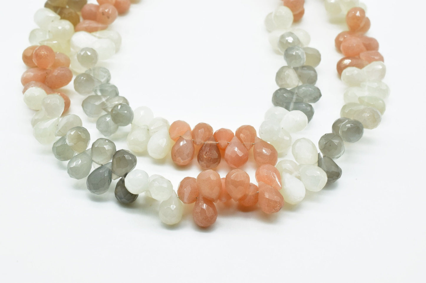 Multi Moonstone Faceted Drops,Multi Moonstone briolette,10''moonstone drops strand,7x10 mm teardrpo faceted beads,jewelry making drops