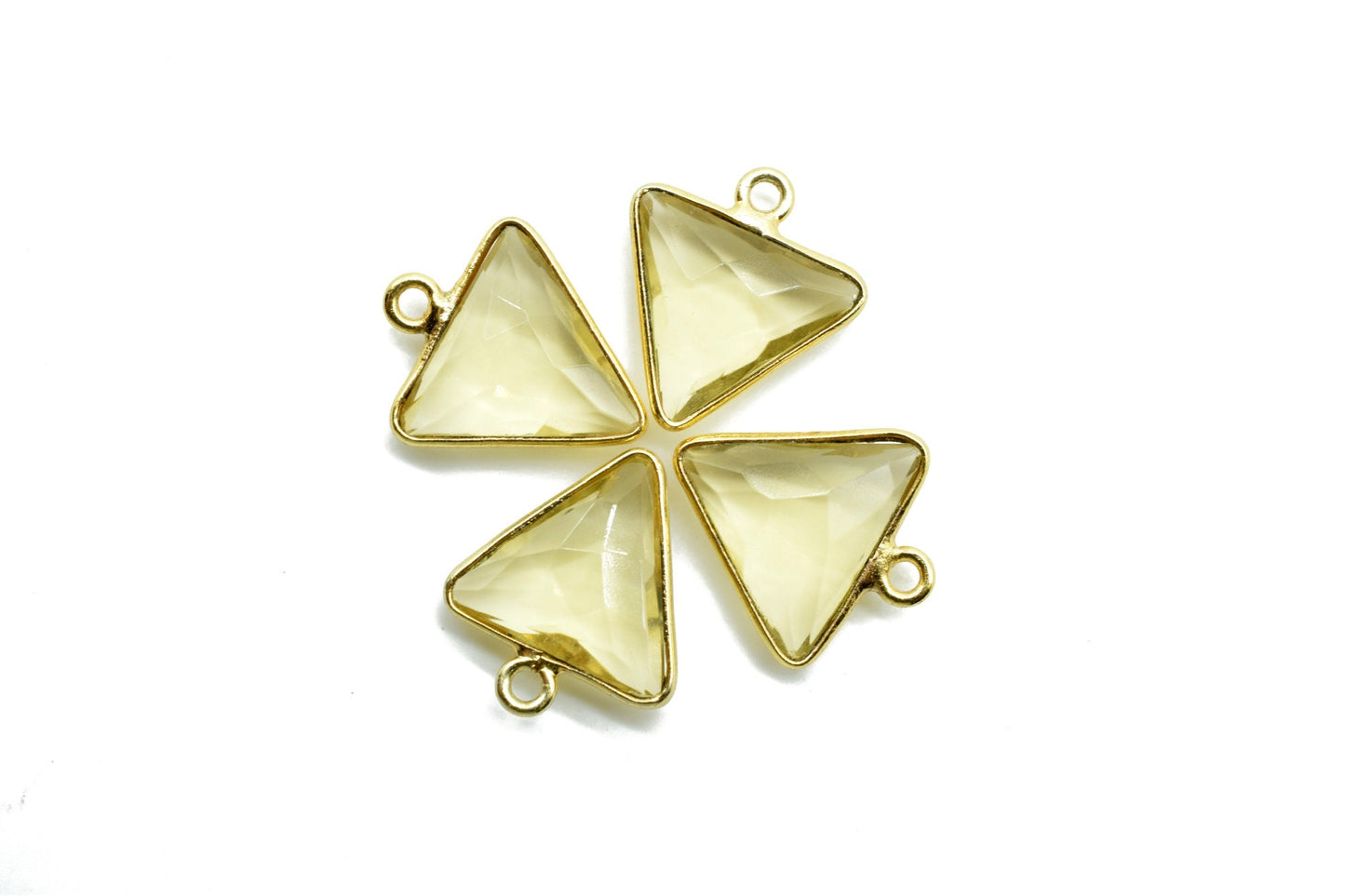 Natural Citrine 12mm Triangle shape single bail connector,Brass Gold Plated bezel,Citrine Pendant,Citrine gold plated bezel,Citrine charms